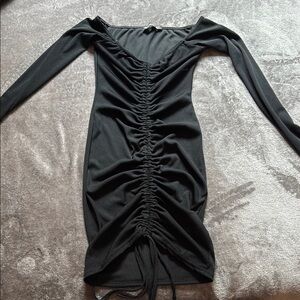 Elegant Black Ruched Dress